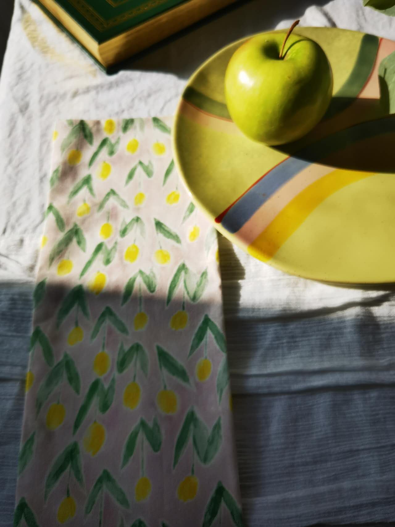 Yellow tulip blossom cotton tea towel