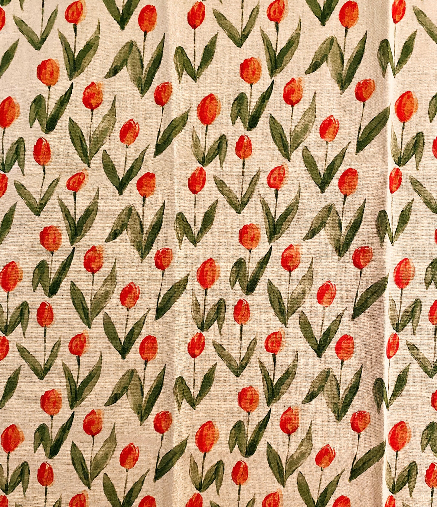 Red tulip blossom cotton tea towel