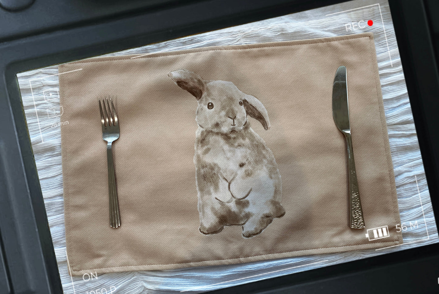 Rabbit velvet chino cotton-linen placemat