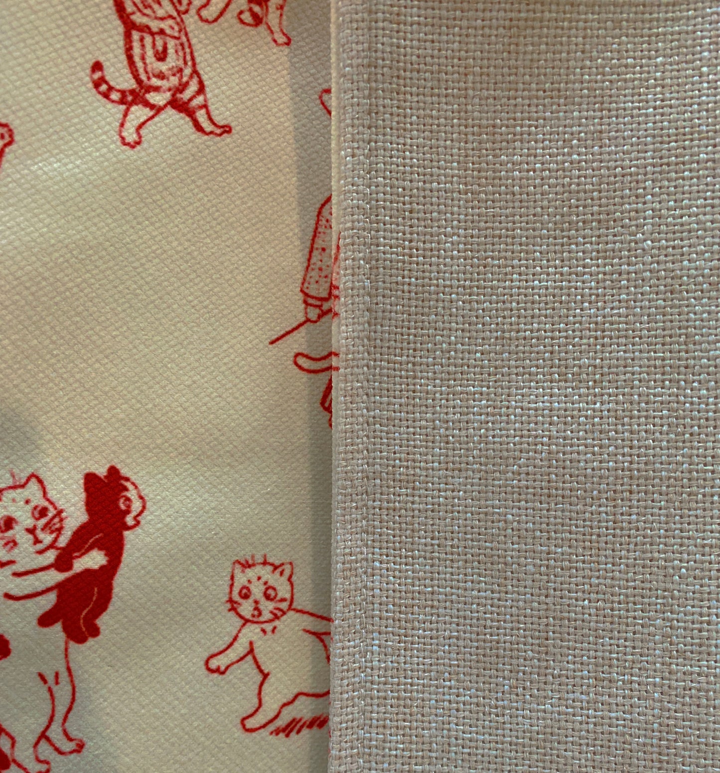 Cat family velvet chino cotton-linen placemat