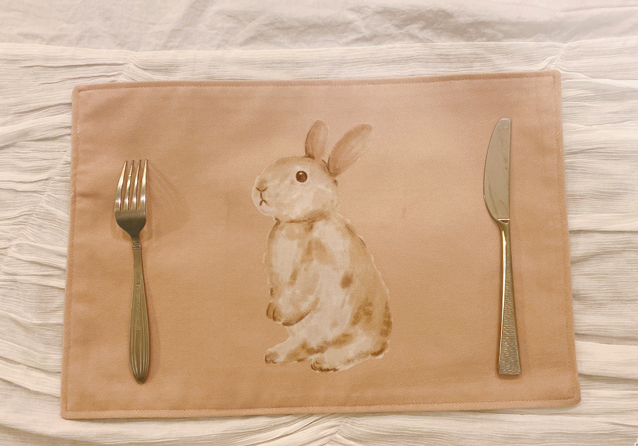 Rabbit velvet chino cotton-linen placemat