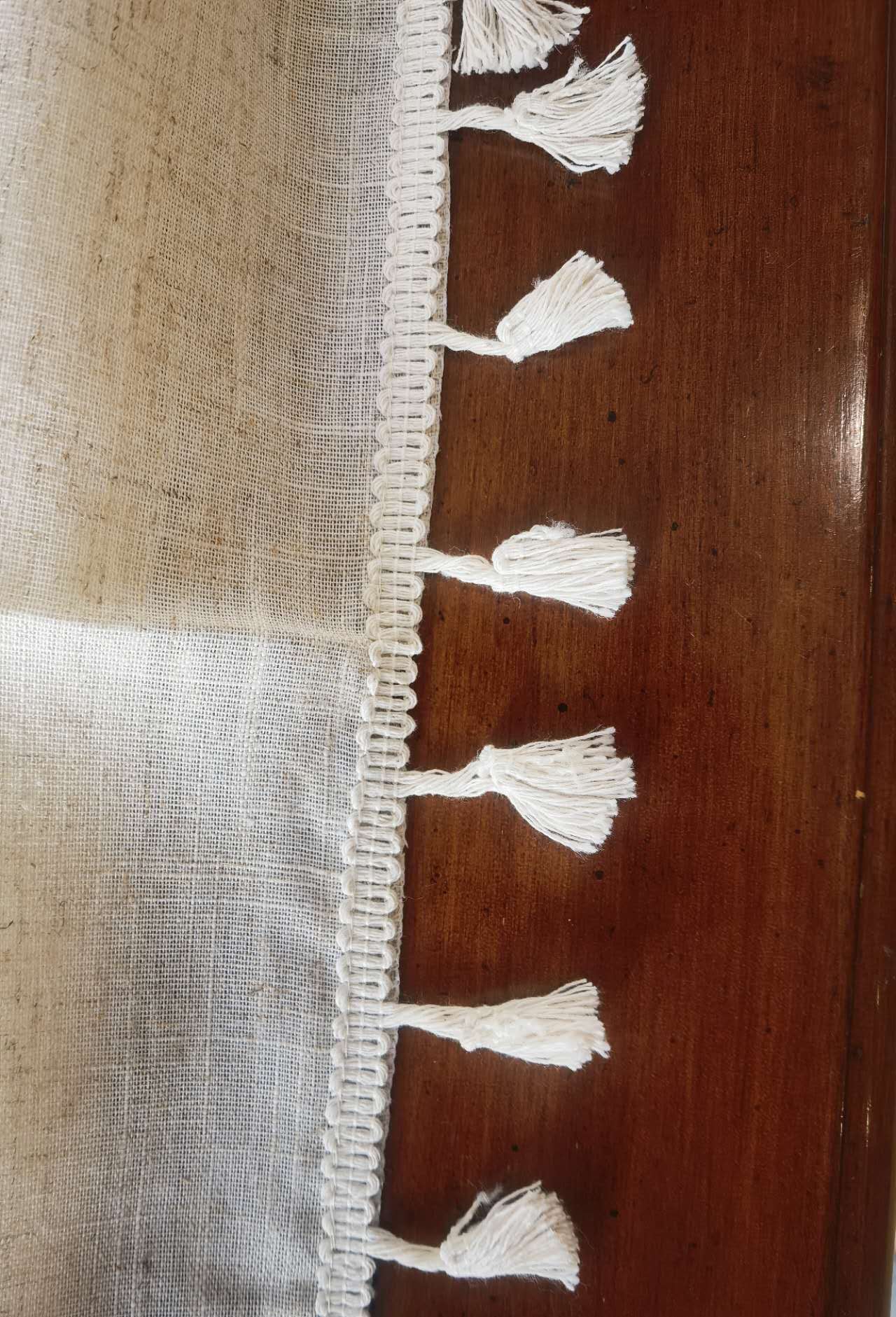 Bohemian linen-cotton tablecloth with tassel edging | multi-use cloth